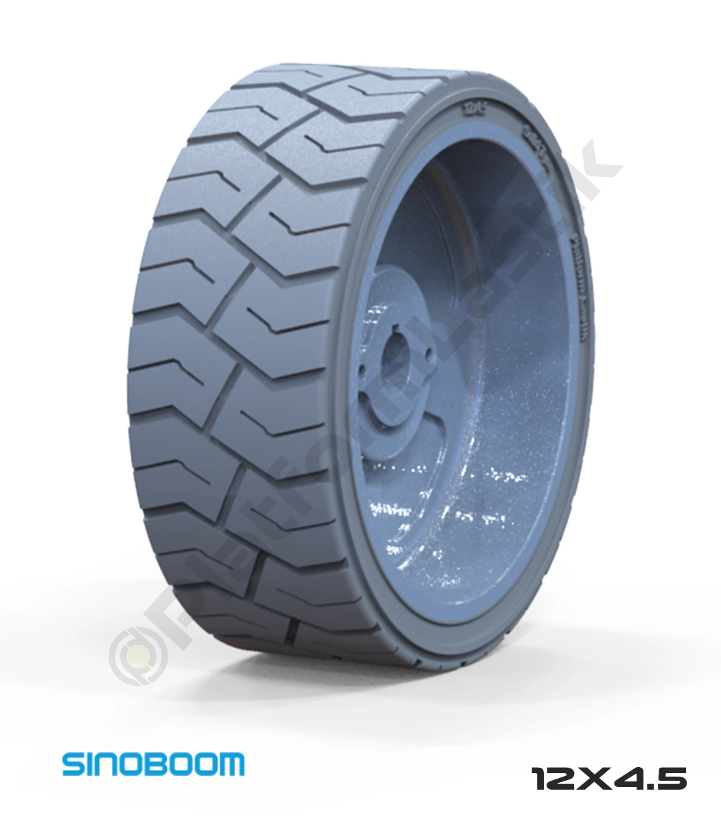12x4-5-makasli-platform-tekerlegi-gri-iz-birakmayan-kaucuk-tekerlek Sinoboom 12x4.5 İz Bırakmayan Gri Kauçuk Makaslı Platform Tekerleği