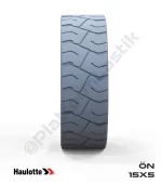 Haulotte 15x5 İz Bırakmayan Gri Kauçuk Makaslı Platform Tekerleği Ön