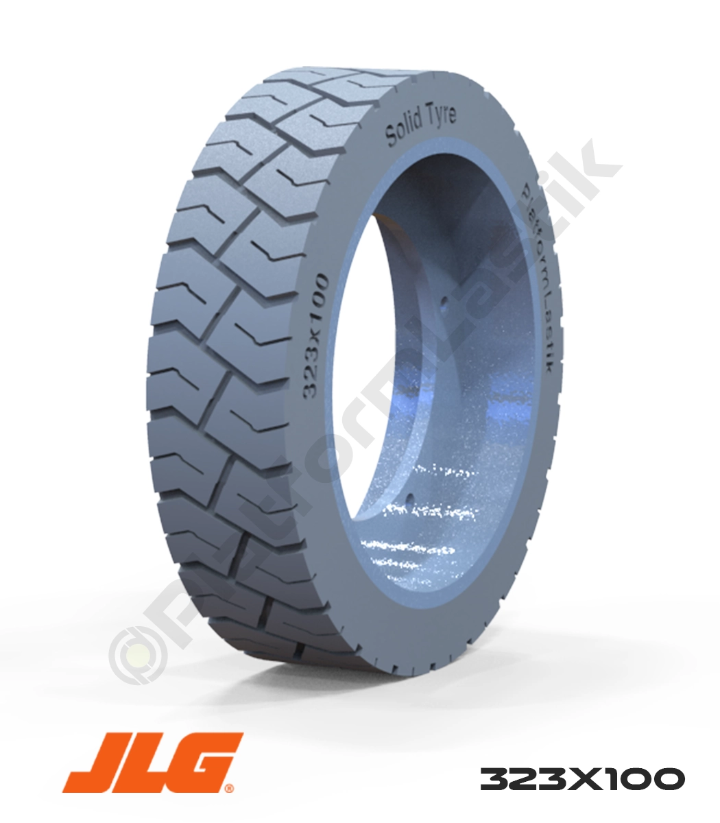 323x100-makasli-platform-tekerlegi-gri-iz-birakmayan-kaucuk-tekerlek JLG 1320 ES 323x100 İz Bırakmayan Gri Kauçuk Makaslı Platform Tekerleği