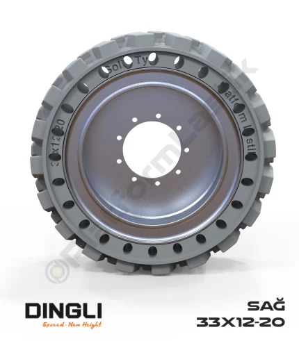 Dingli 33x12-20 İz Bırakmayan Beyaz Kauçuk Makaslı Platform Tekerleği Sağ