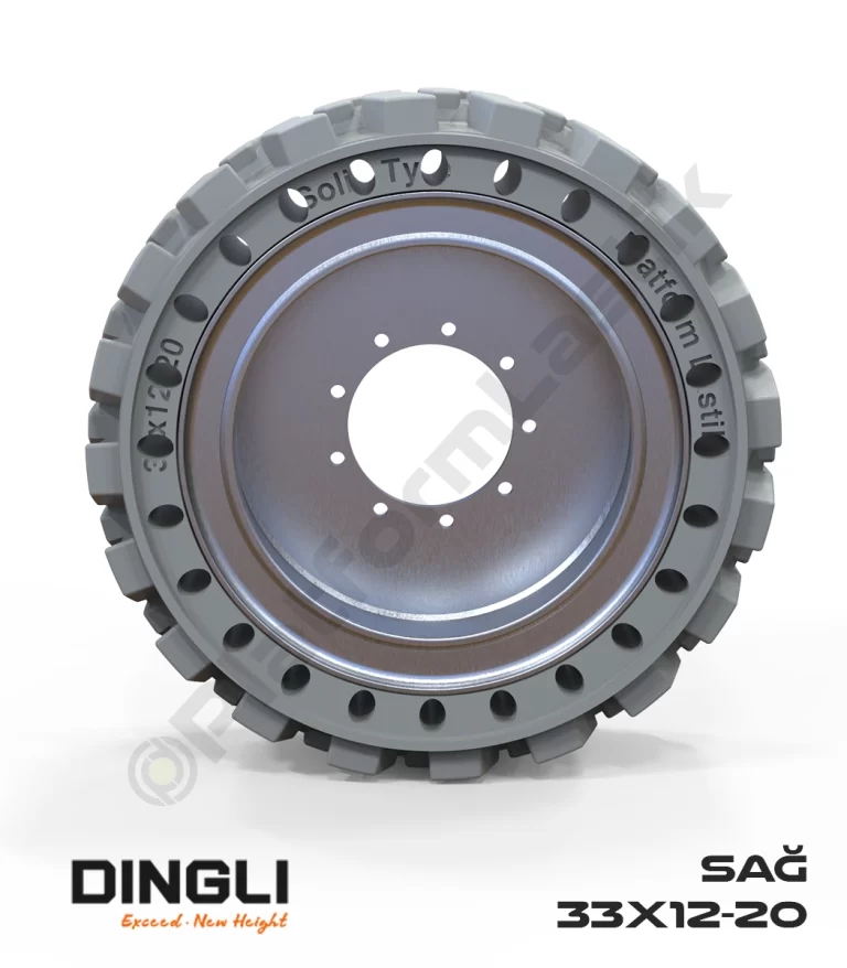 Dingli 33x12-20 İz Bırakmayan Beyaz Kauçuk Makaslı Platform Tekerleği Sağ