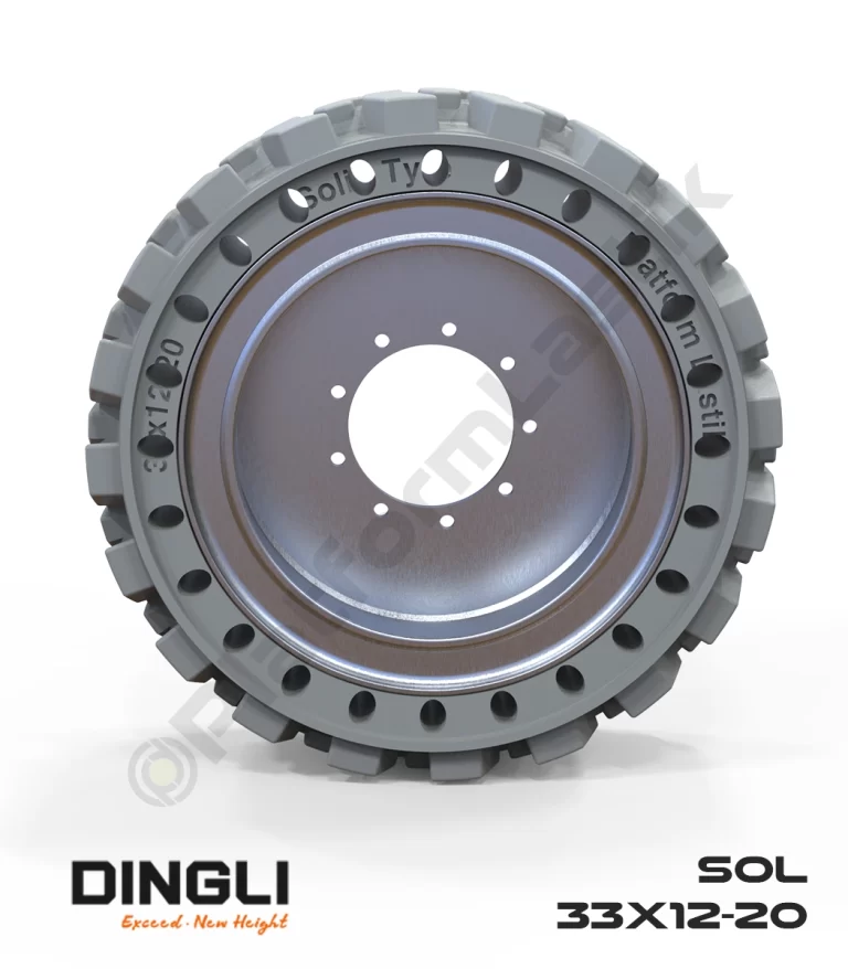 Dingli 33x12-20 İz Bırakmayan Beyaz Kauçuk Makaslı Platform Tekerleği Sol