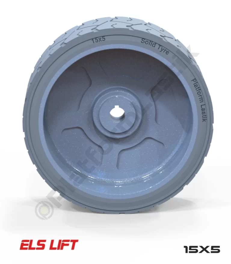 Els Lift 15x5 İz Bırakmayan Gri Kauçuk Makaslı Platform Tekerleği