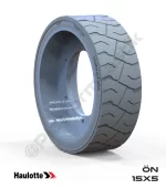 Haulotte 15x5 İz Bırakmayan Gri Kauçuk Makaslı Platform Tekerleği Ön