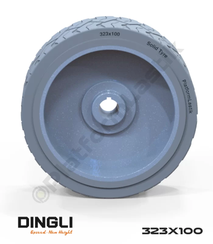 Dingli 323x100 İz Bırakmayan Gri Kauçuk Makaslı Platform Tekerleği
