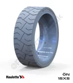 Haulotte 15x5 İz Bırakmayan Gri Kauçuk Makaslı Platform Tekerleği Ön