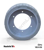 Haulotte 15x5 İz Bırakmayan Gri Kauçuk Makaslı Platform Tekerleği Ön