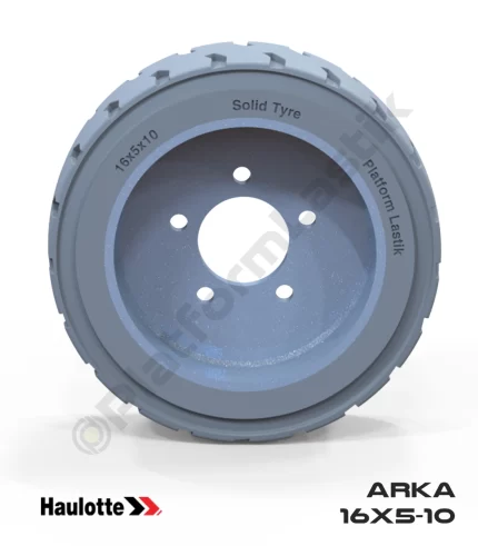Haulotte 16x5x10 İz Bırakmayan Gri Kauçuk Dikey Bomlu Platform Tekerleği Arka