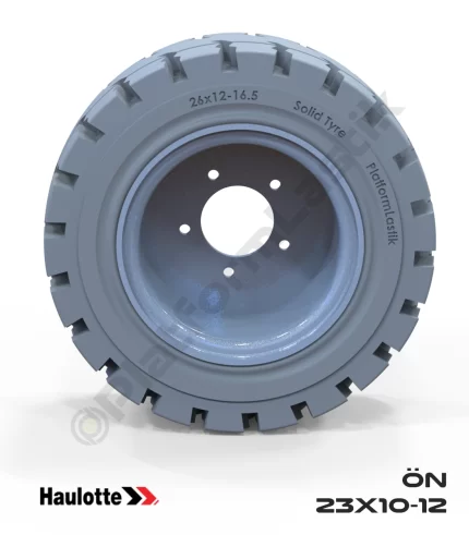 Haulotte 23x10-12 İz Bırakmayan Gri Kauçuk Eklemli Platform Tekerleği Ön