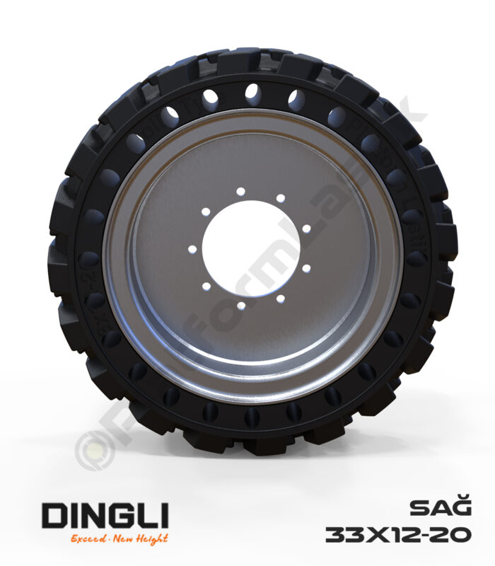 Dingli 33x12-20 Siyah Kauçuk Makaslı Platform Tekerlekleri Tekerleği Sağ