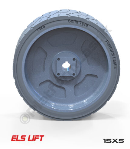 Els Lift 15x5 İz Bırakmayan Gri Kauçuk Makaslı Platform Tekerlekleri Tekerleği