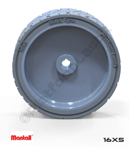 Mantall 16x5 İz Bırakmayan Gri Kauçuk Makaslı Platform Tekerlekleri Tekerleği