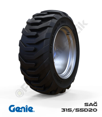 Genie 315/55D20 Siyah PU Köpük Jel Dolgu Makaslı Platform Tekerlekleri Tekerleği Sağ